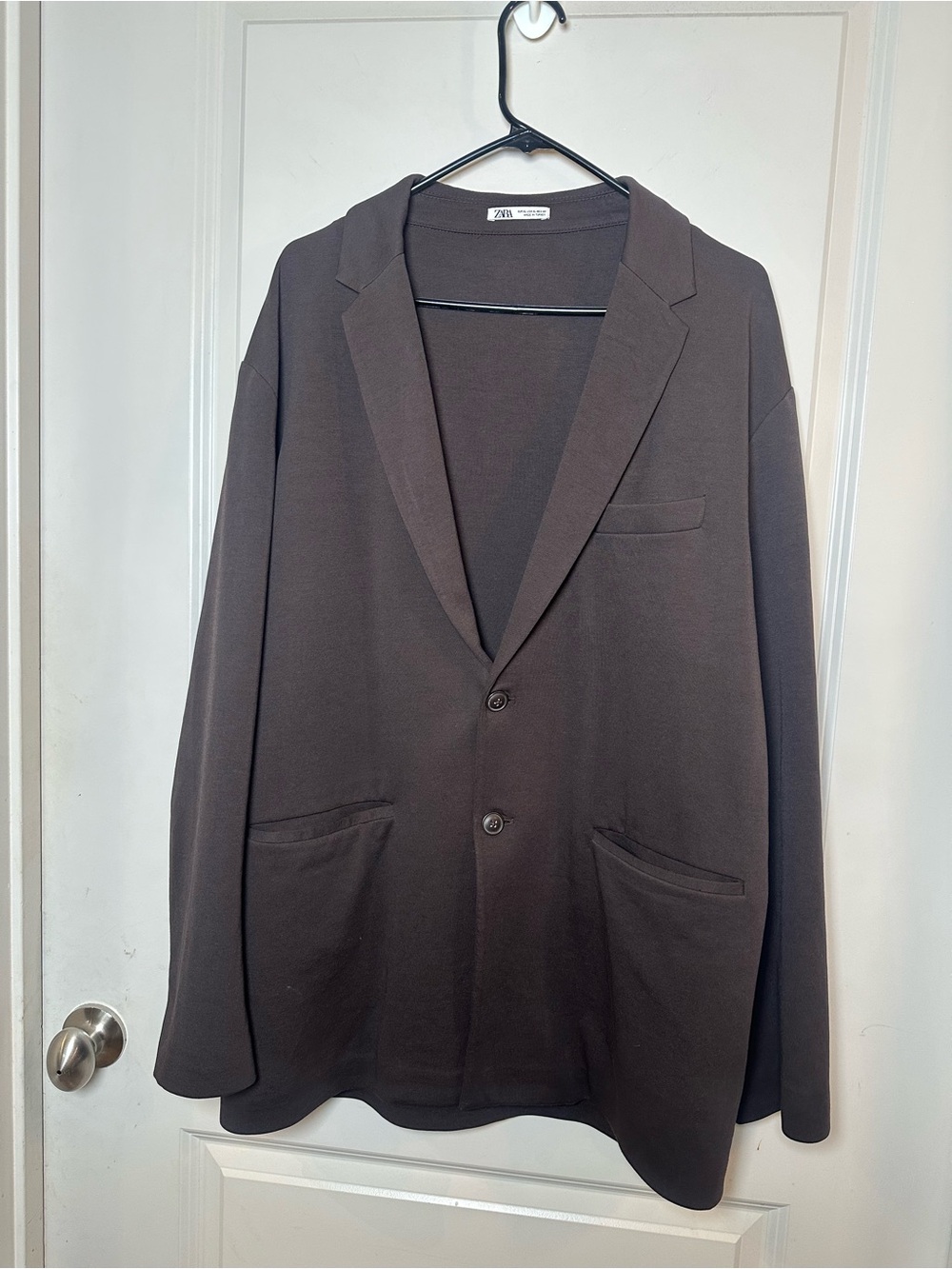 ZARA Jersey Knit Relaxed Brown Sport Coat Blazer, Size XL